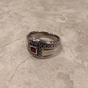 Stainless Steel Ruby Ring